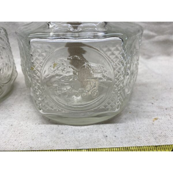 lot 2 Vintage Hexagon Lamplight Farms Oil Lamp Clear Glass Embossed Horse Buggy - Image 5