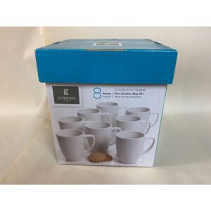 Gibson Home Zen Buffetware Fine Ceramic Mug Set Of 8, White. New In Box.
