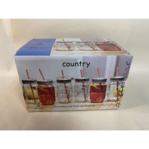 Clear Glass Mason Jar Mugs With Straw & Lid – Set of 6