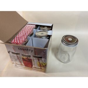Clear Glass Mason Jar Mugs With Straw & Lid – Set of 6