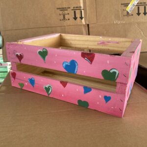 Pink Heart Wood Storage Crate
